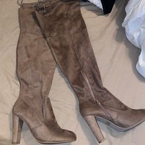 Thigh high suede boots